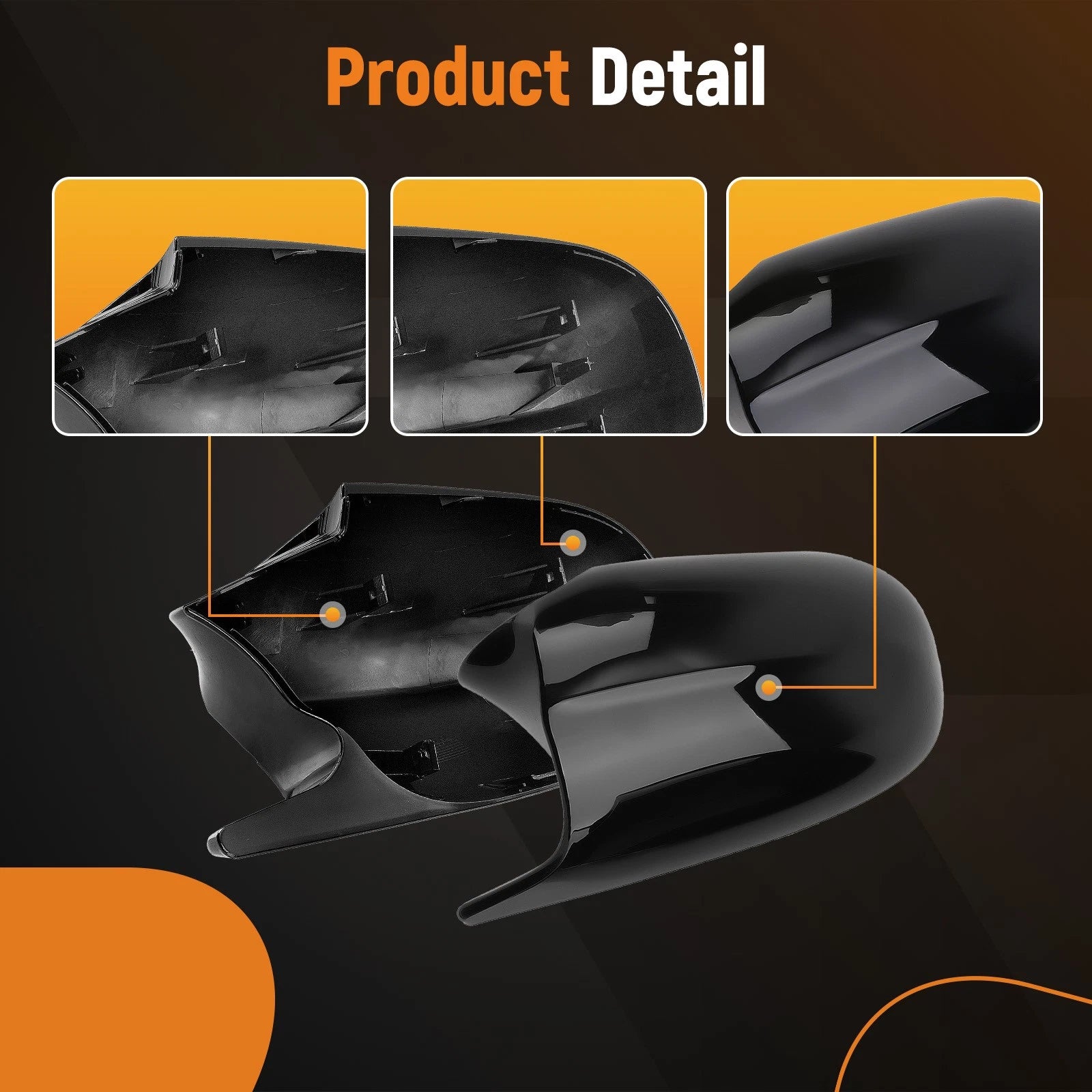 Set of 2 Side Mirror Cover Caps for BMW E92 E93 E81 E82 (2010-2013) Black