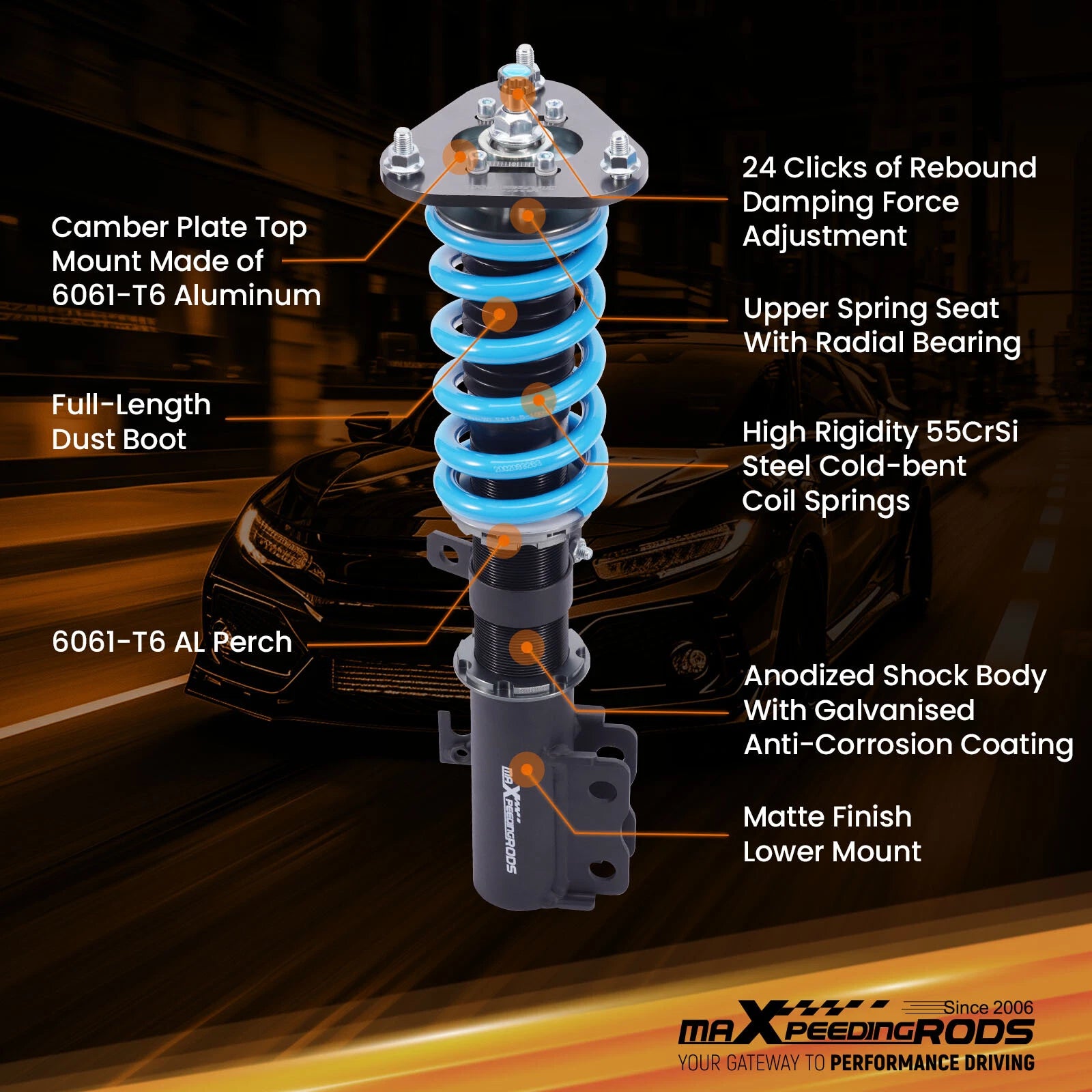 Coilovers Shocks & Springs Kit for Toyota Corolla (2003–2008)