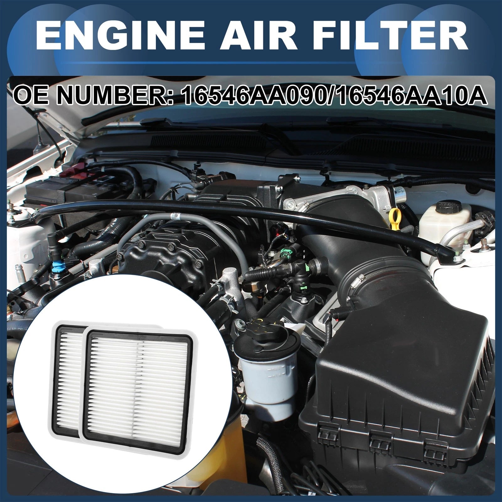 Set of 2 Engine Air Filters No.16546AA090 for Subaru Outback 2.5L (2005–2009)
