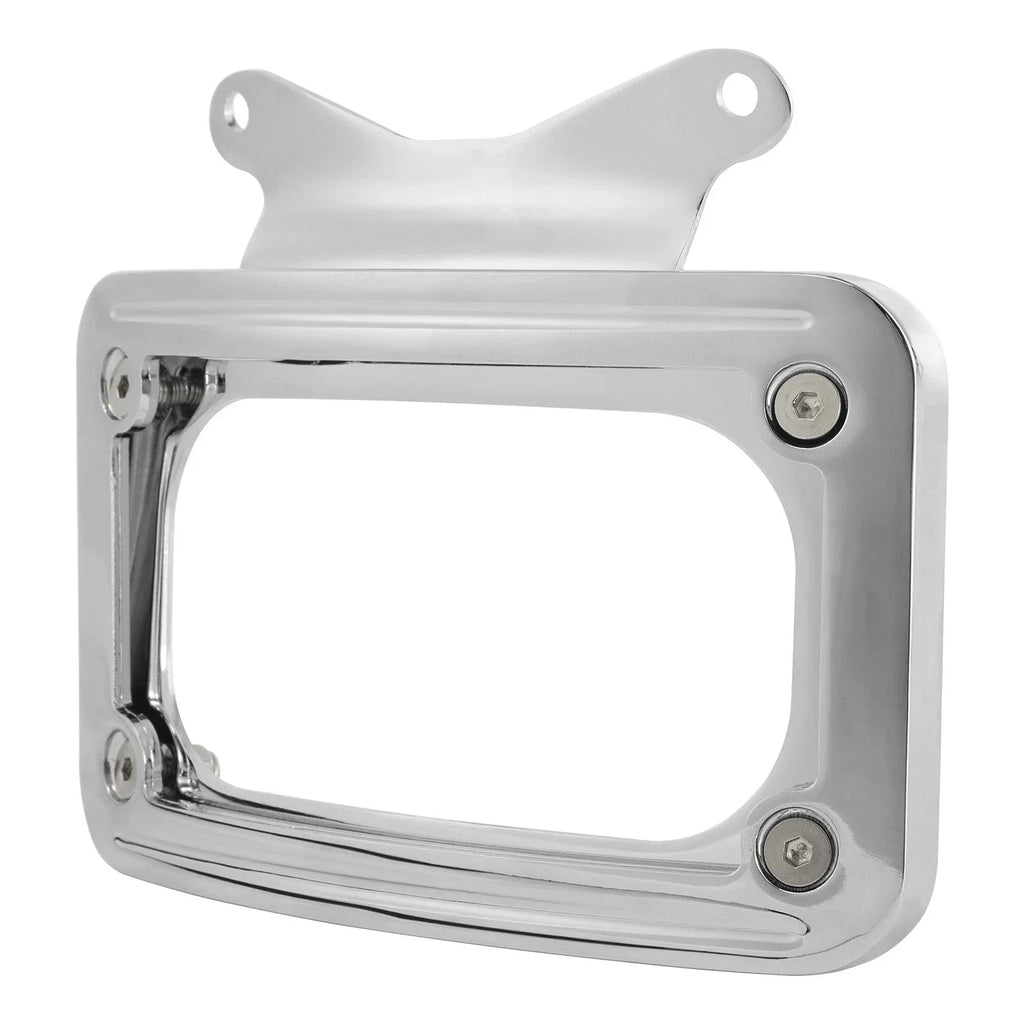 Chrome Curved Laydown License Plate Mount Light for Harley Street Road Glide