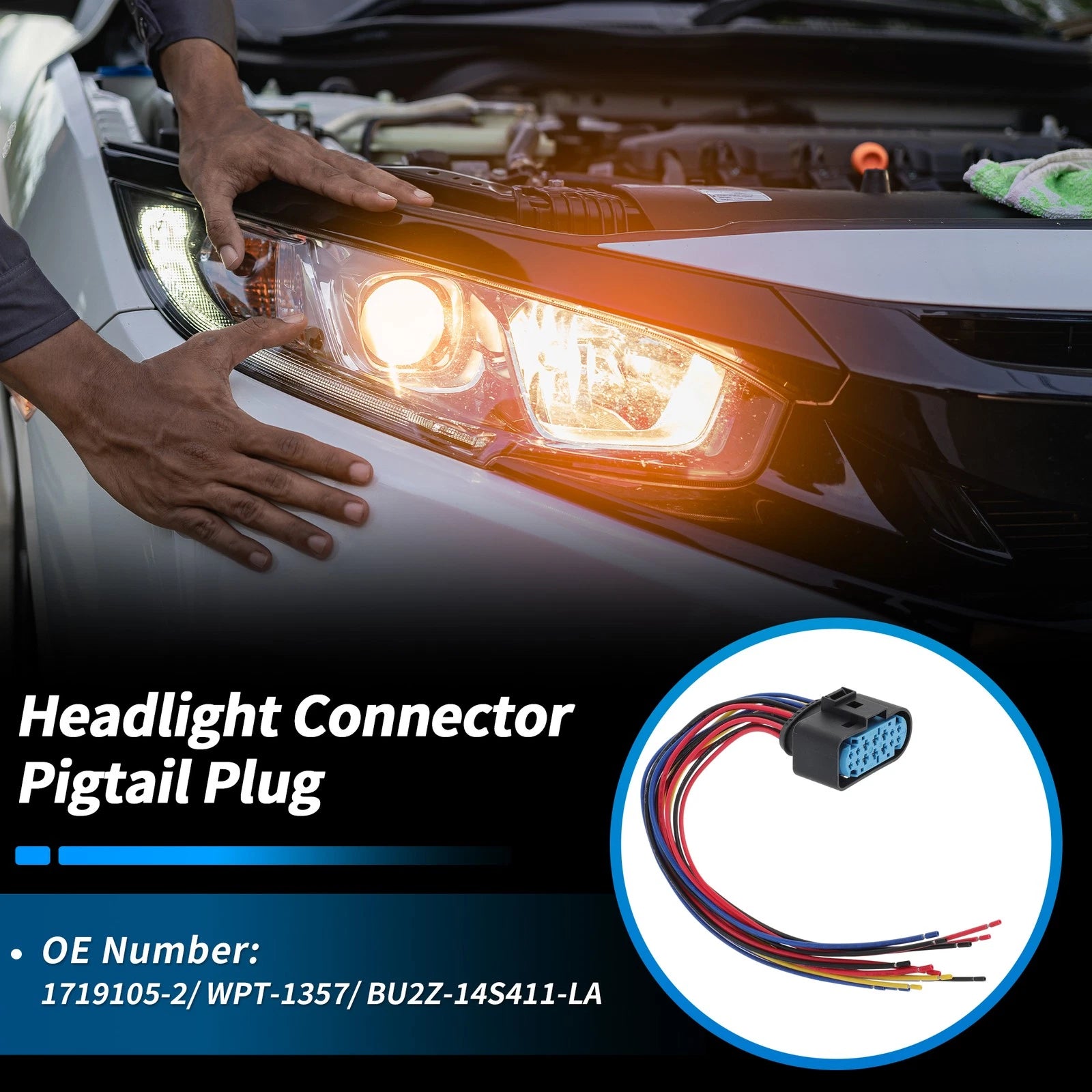 14-Pin Headlight Connector Pigtail Plug for Ford Focus (2012–2018) No.1719105-2