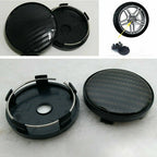 4 x Black Carbon Fiber Look Wheel Hub Center Caps Covers 60MM for Auto Car