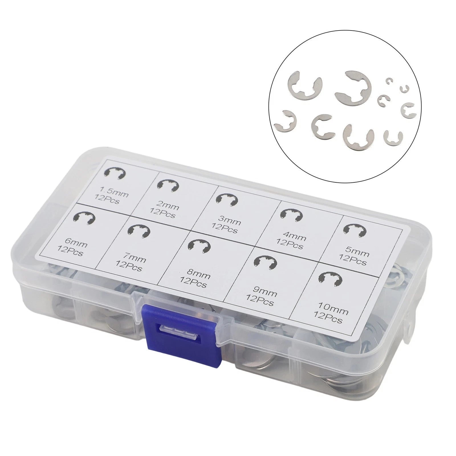Set of 120 E Clips Circlips Stainless Steel Retaining Rings 1.5mm to 10mm