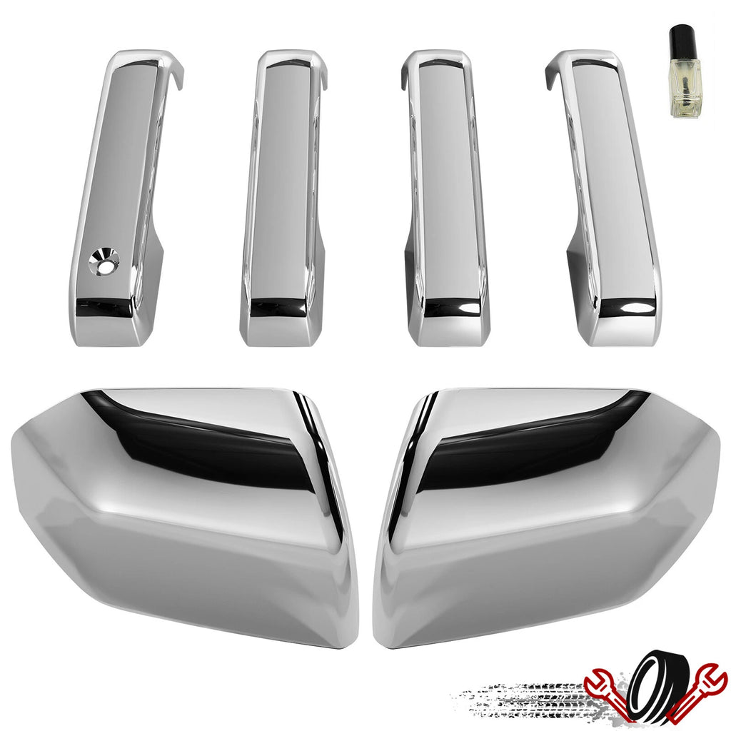 Set of 2 Top Half Mirror Caps and Door Handle Covers for Ford F150 (2015–2020)