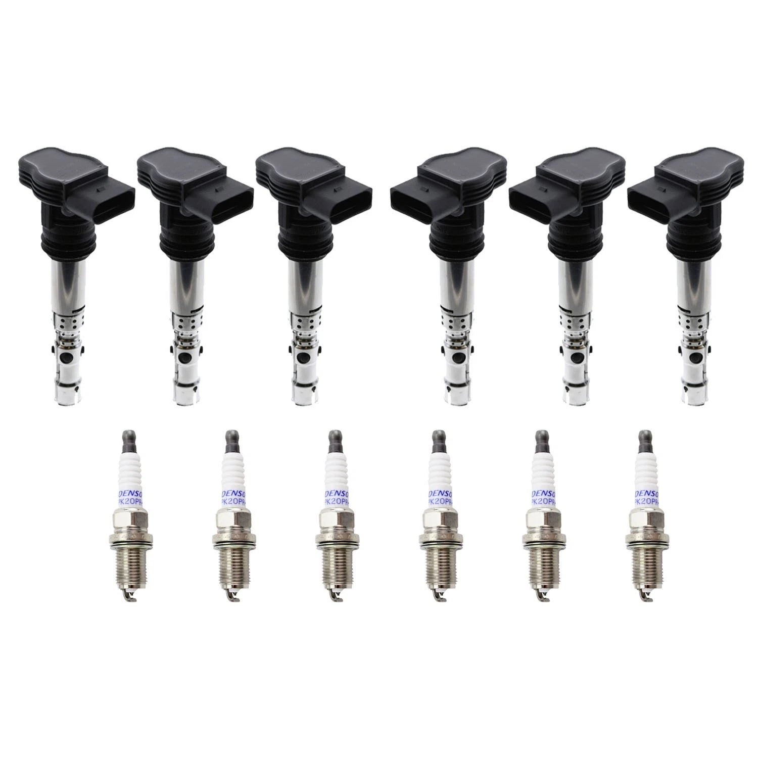 Set of 6 Ignition Coils & Denso Platinum Spark Plugs for Audi A6 Allroad Quattro