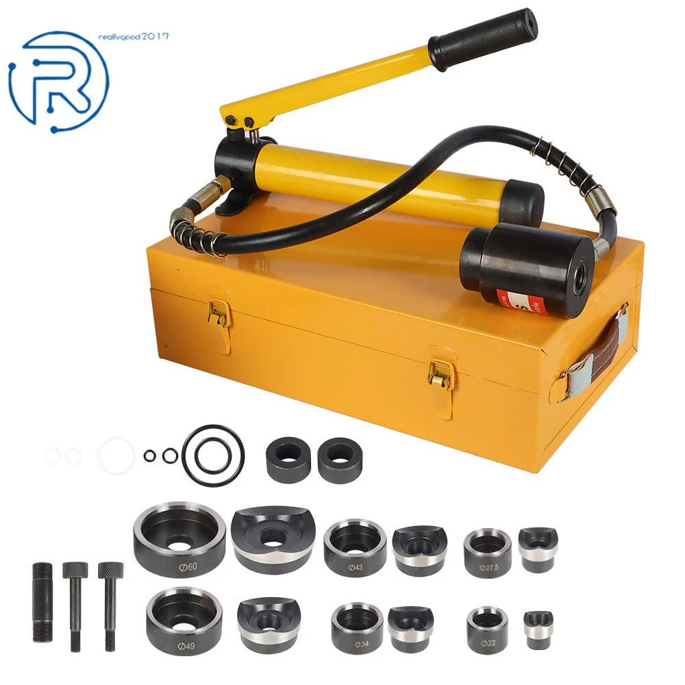 10 Ton Hydraulic Knockout Punch Driver Tool Kit with 6 Dies