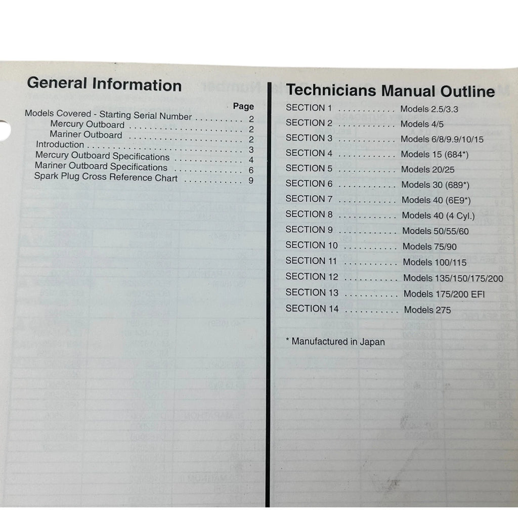 Mariner Outboard Technicians Handbook for Mercury (1993) 90-816981930