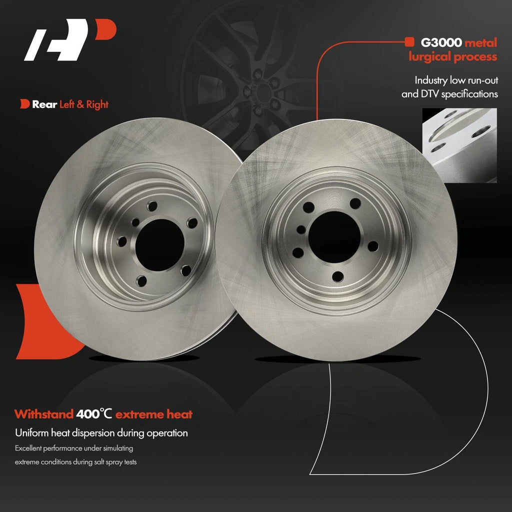 2X Rear Disc Brake Rotors for BMW E65 750i 750Li 760i 760Li (2002–2008)