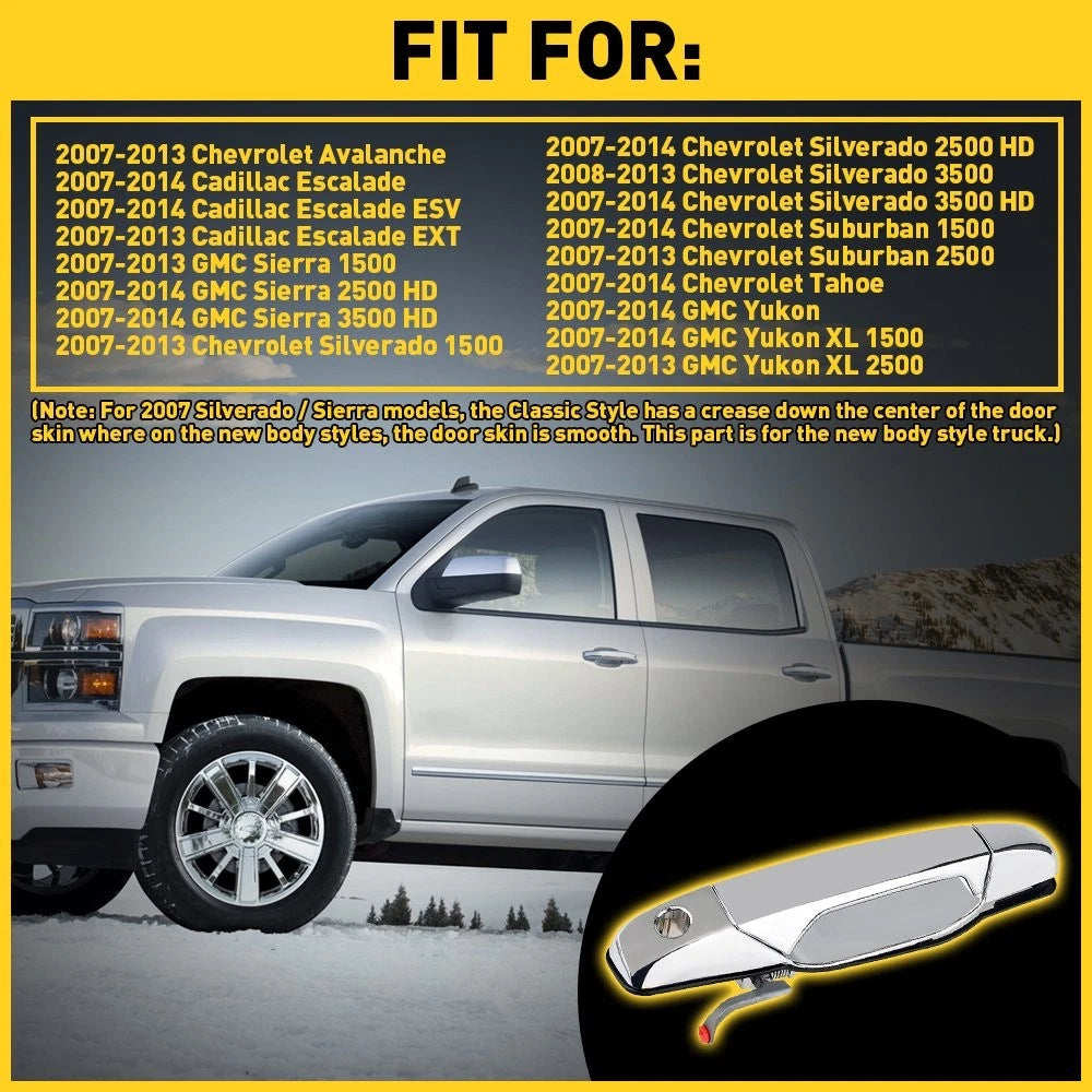Chrome Door Handle for Chevrolet Silverado 1500 (2007–2013) Front Left Outer