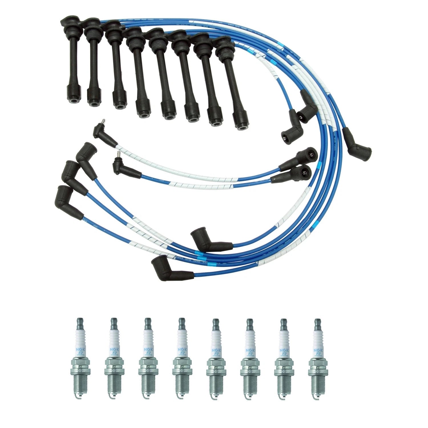 NGK Wire Set & 8 Spark Plugs for Lexus LS400 SC400 (1990–2000)