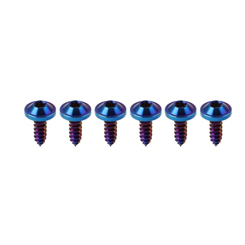 Set of 6 Titanium M5x15mm Torx Head Self Tapping Screws for Automotive Use