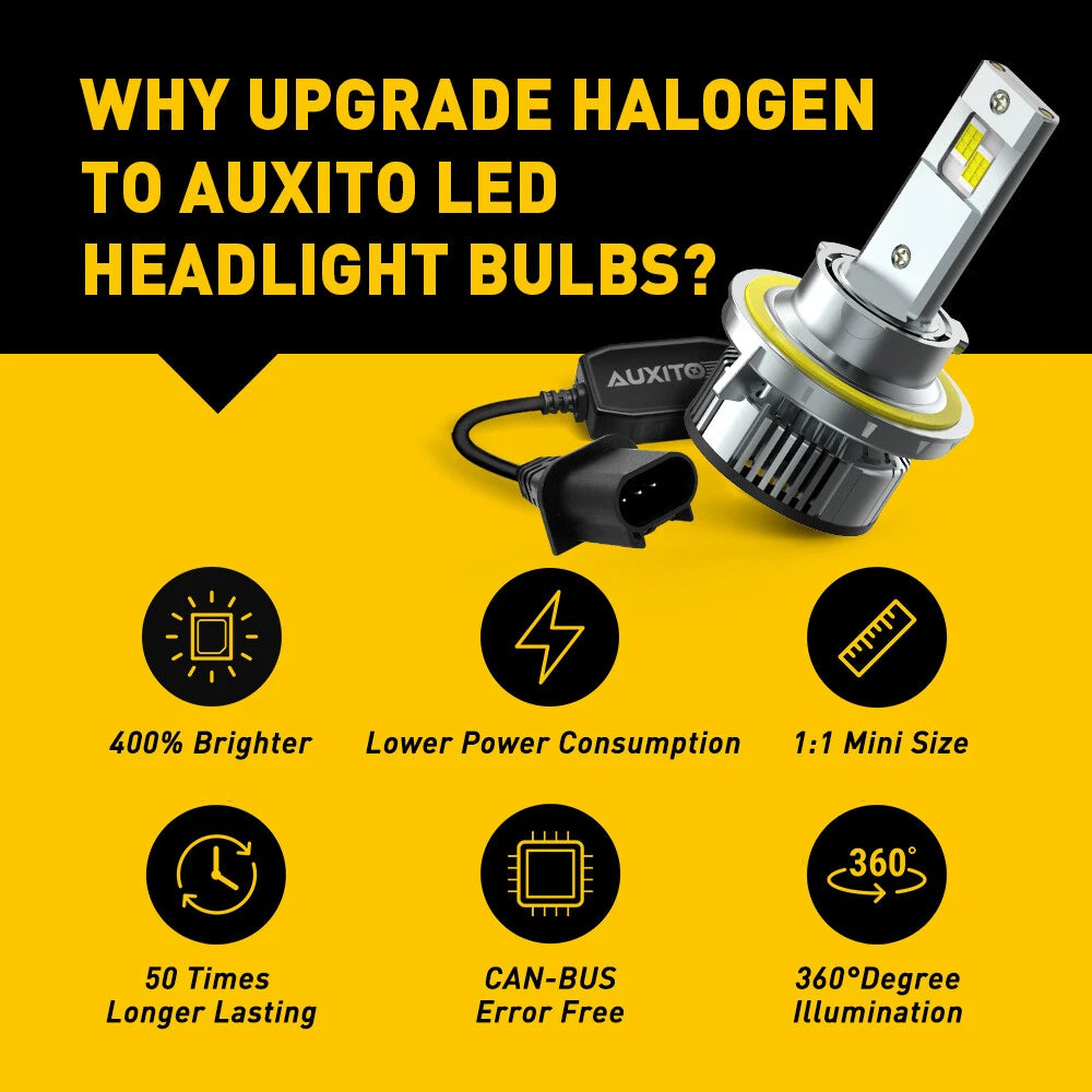 H13 9008 LED Headlight Bulbs Kit for High/Low Beam (6500K)
