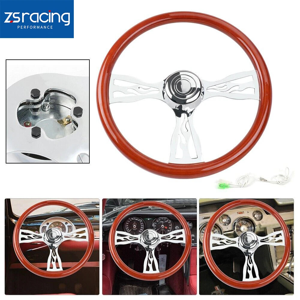 18" Chrome 3 Spoke Wood Steering Wheel for Big Rigs (Fits )