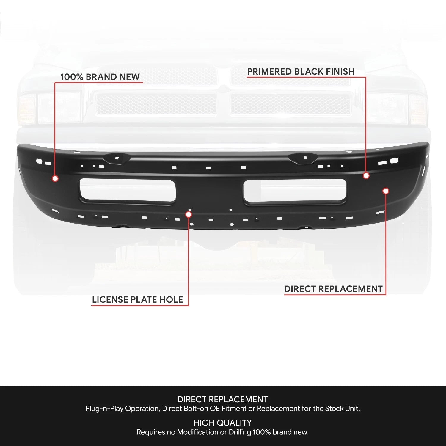 Bumper Headlight Set for GMC C/K Suburban (1994–2000) Black Housing Clear Corner