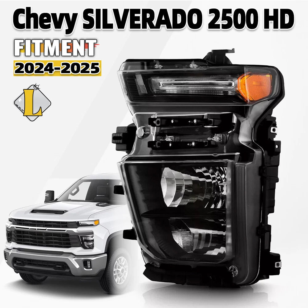 Halogen Headlight Driver Side for Chevy Silverado 2500HD 3500HD (2024–2026)