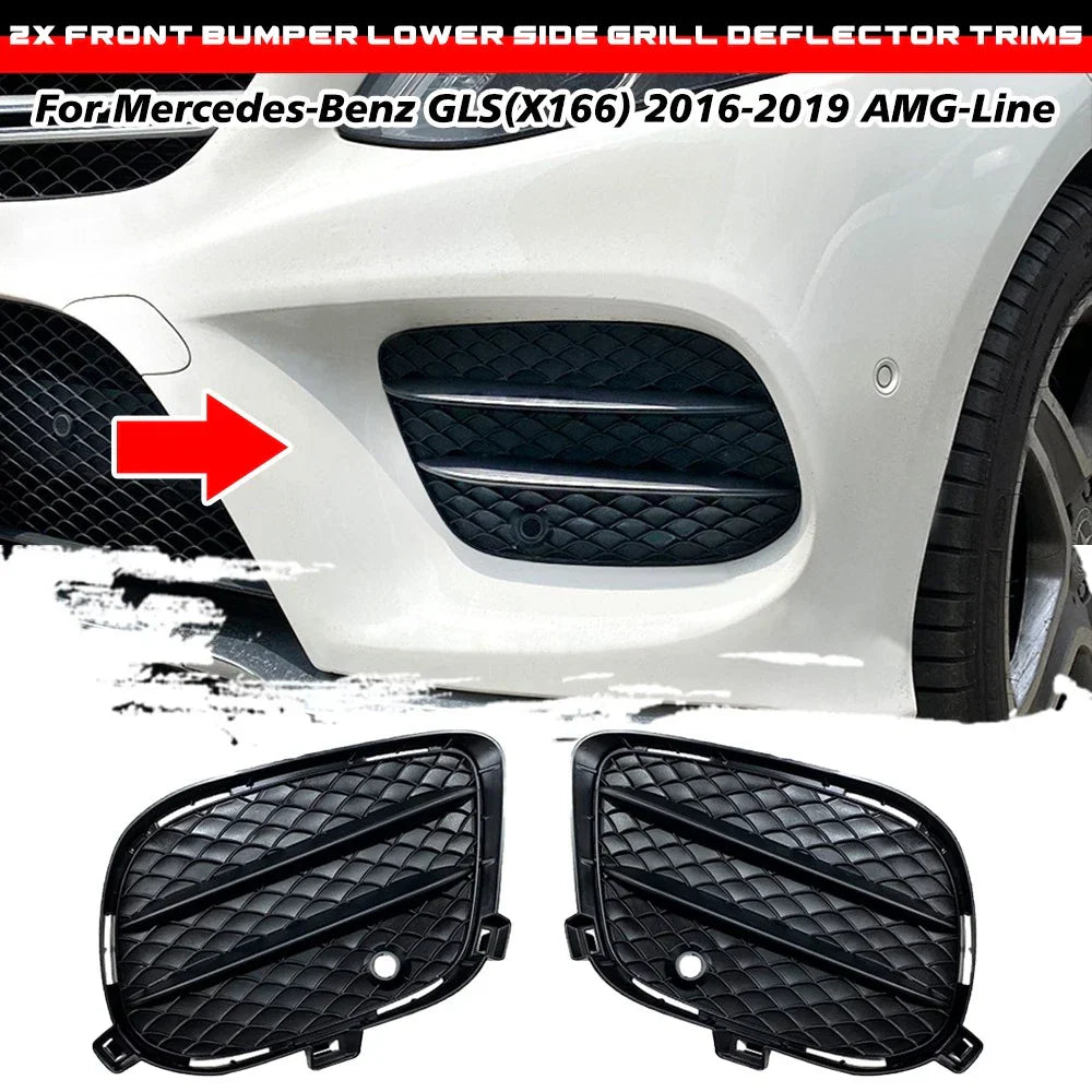 Front Bumper Side Grill Covers Deflectors for Mercedes-Benz GLE (2015–2018)