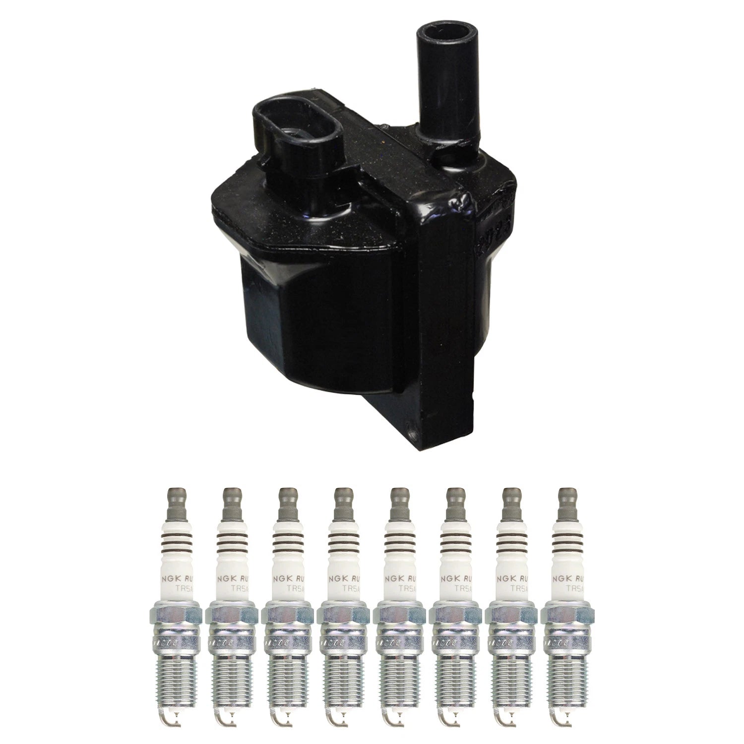 Denso Ignition Coil & 8 NGK Ruthenium Spark Plugs Kit for C1500 K1500 Tahoe (1995–1999)