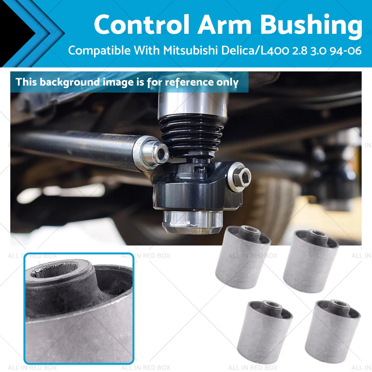 Set of 4 Lower Suspension Bushings for Mitsubishi Delica L400 (1994–2007) MR374485