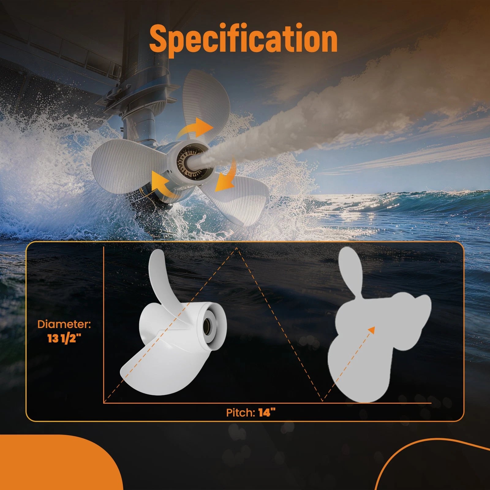 3 Blade Propeller for Yamaha Outboard 50-115HP