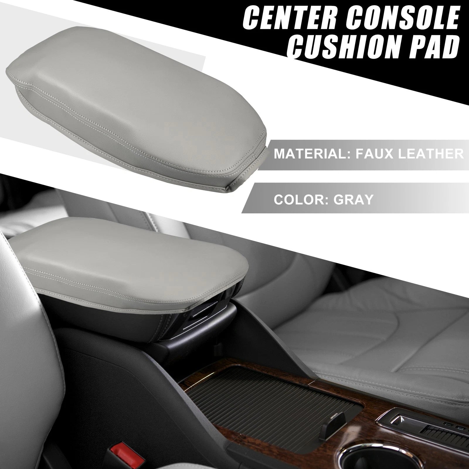 Center Console Armrest Cushion Pad Cover for Toyota RAV4 (2019–2023) Gray