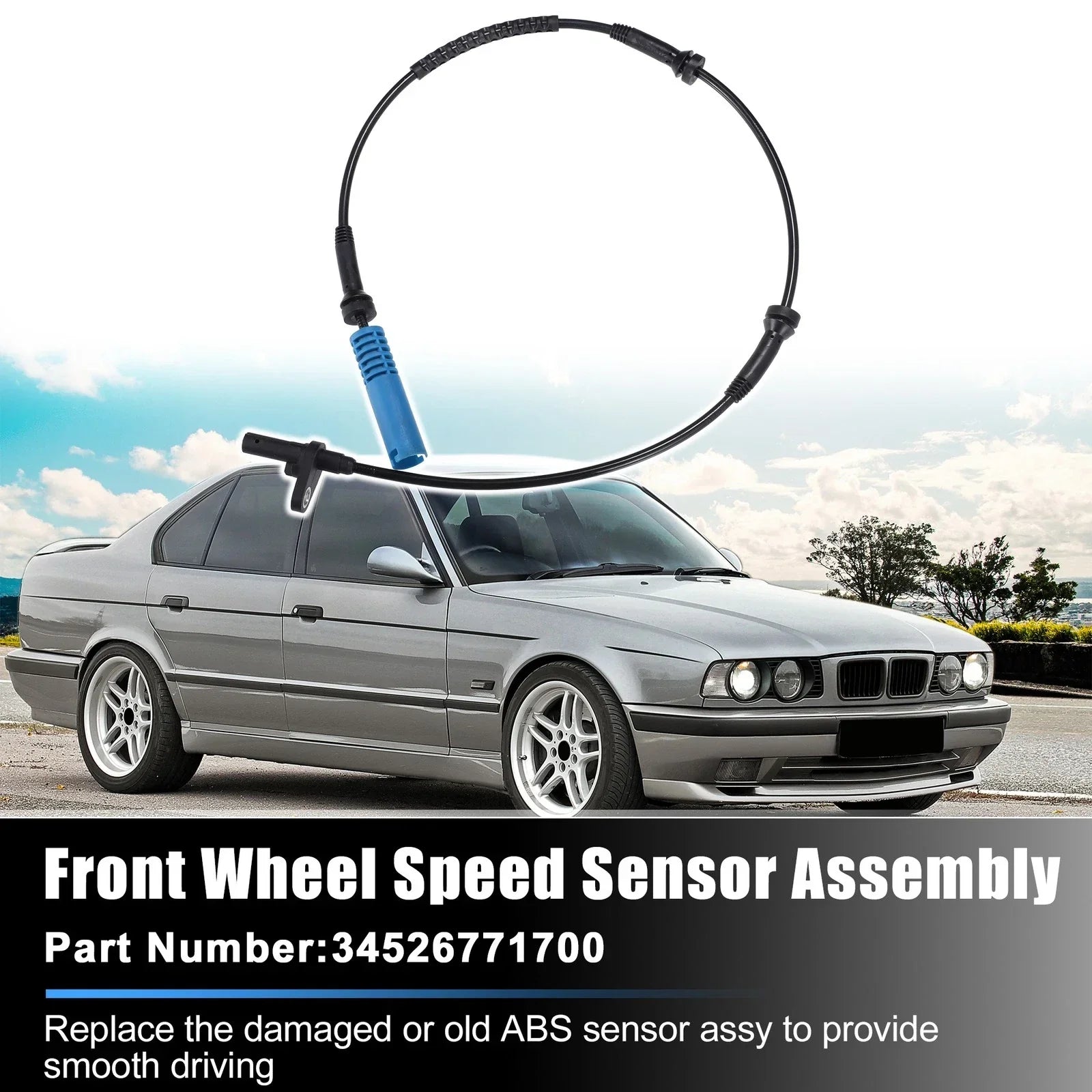 Front Left Right ABS Wheel Speed Sensor for BMW 525i Base 3.0L L6