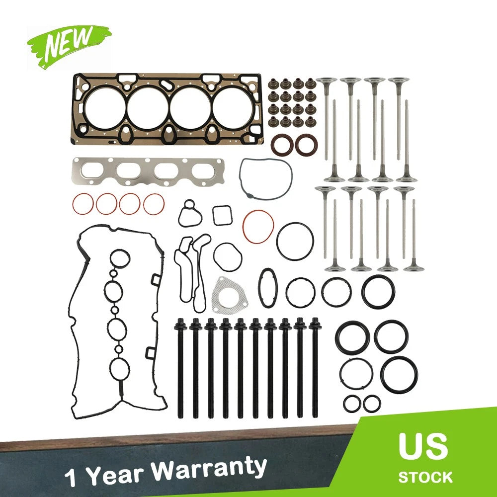 Set of 16 Head Gasket Bolts & Intake Exhaust Valves for Chevrolet Cruze Sonic (2011–2017)