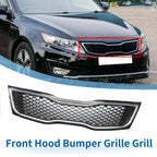 Front Upper Bumper Grille for Kia Optima (2014–2015) Black Chrome Silver Tone