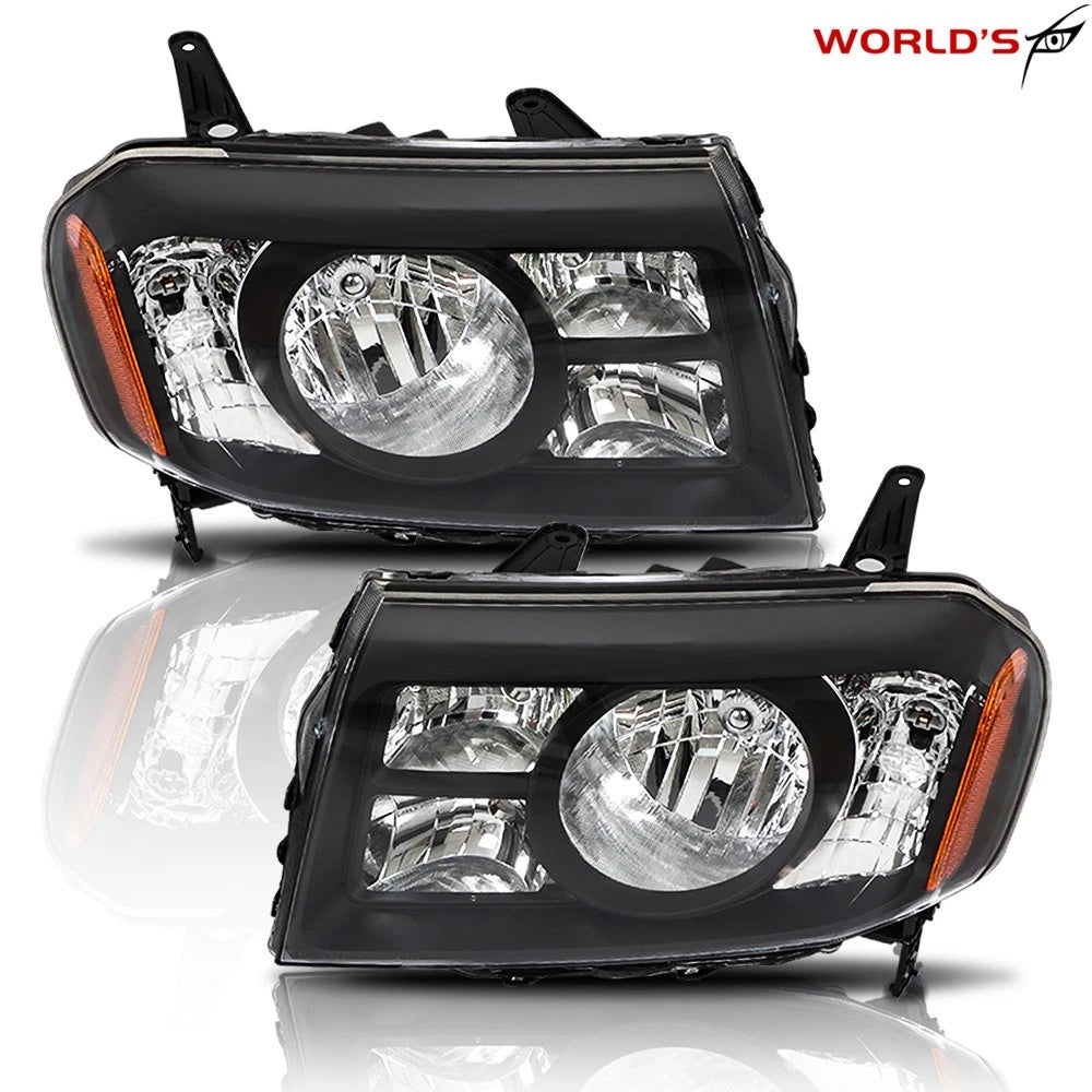 Set of 2 Halogen Black Headlights for Honda Pilot (2009–2011)