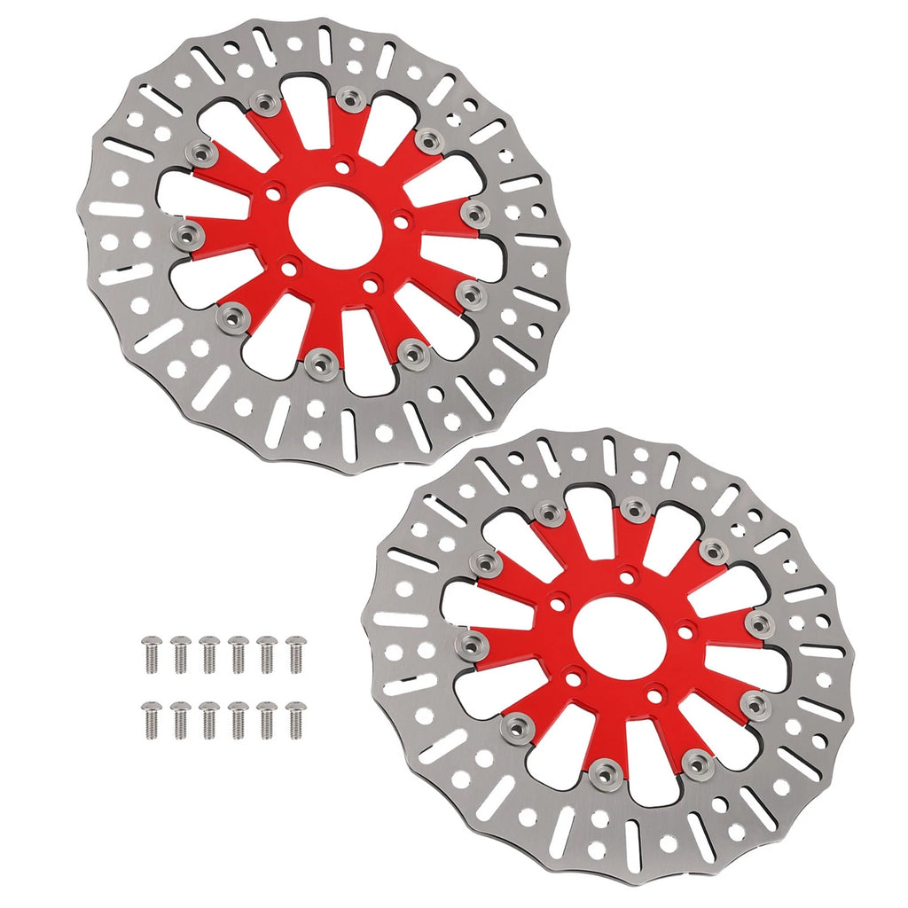 2pcs 11.8 Front Floating Brake Rotors for Harley Trike 09-19 Dyna 06-17 Red