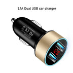 Universal Dual USB Car Charger 3.1A with LED Display 12-24V
