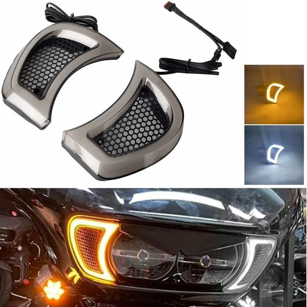 LED Headlight Vent Accent Light w/ Smoke Lens for Harley Touring Road Glide (2015)