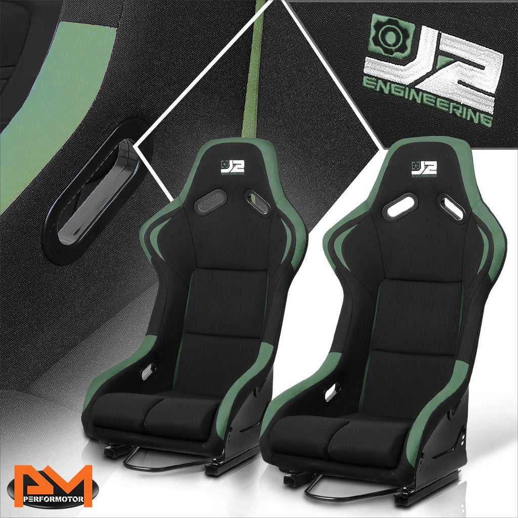 J2 Engineering Fixed Position Bucket Racing Seat + Sliders for Universal Fit (2000–2023)