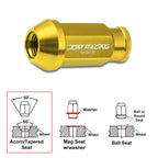 20Pc M12X1.25 Gold JDM Open-End Acorn Hex Wheel Lug Nuts + Extension 25mmx50mm