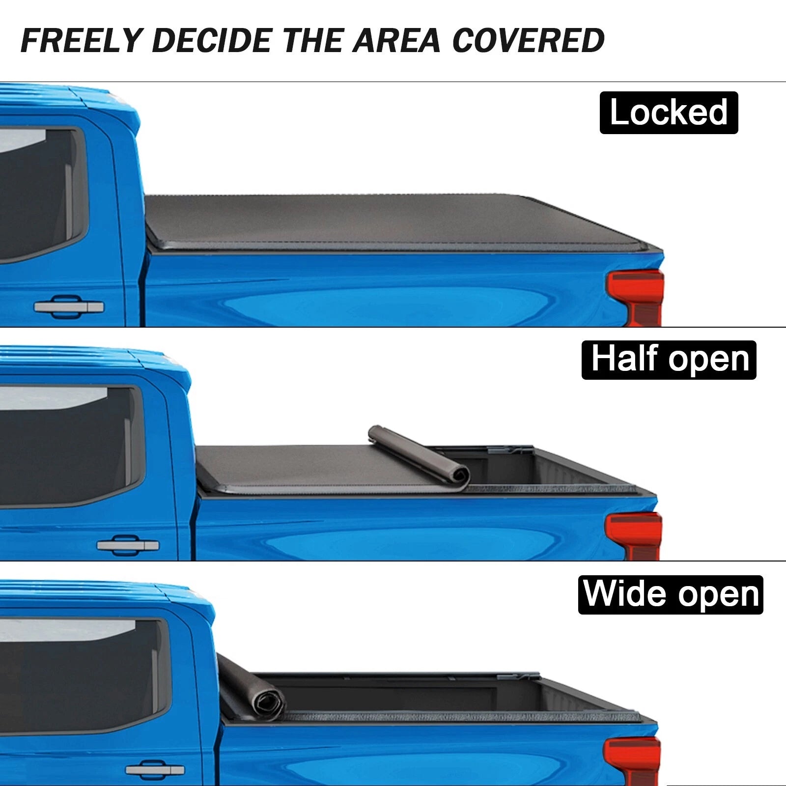 8FT Roll Up Tonneau Cover with Lamp for Chevy Silverado GMC Sierra (2007-2013)