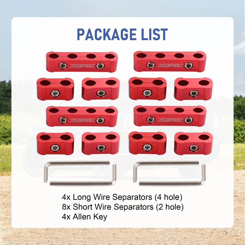 Set of 12 Red Spark Plug Wire Separator Dividers for Racing Car