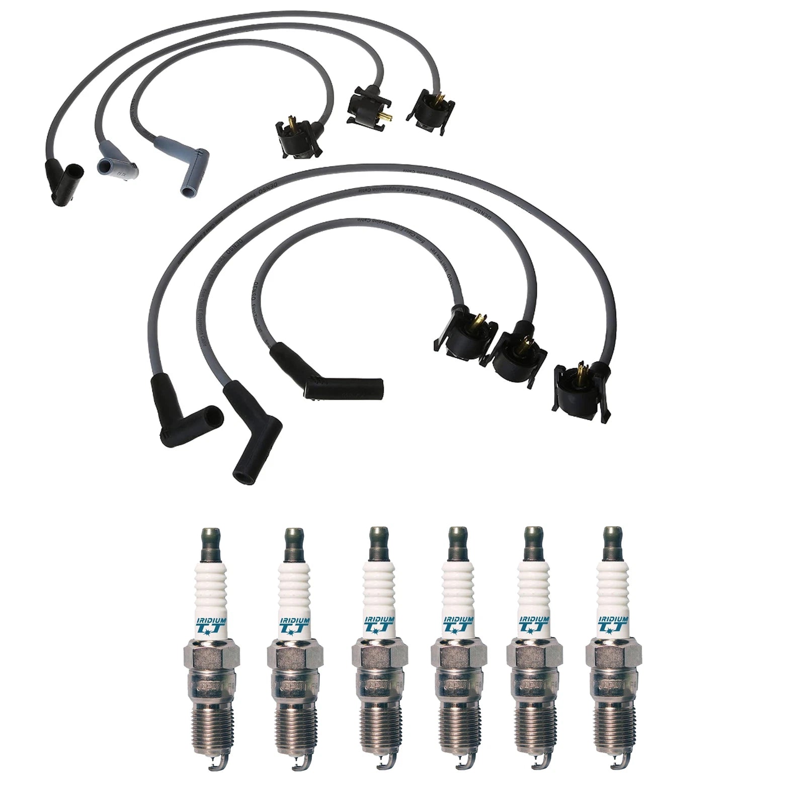 Denso Wire Set & 6 Iridium TT Spark Plugs for Mazda 3.0L V6 (0.040)