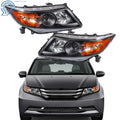 Set of 2 Halogen Headlights for Honda Odyssey (2011–2017) Amber Black