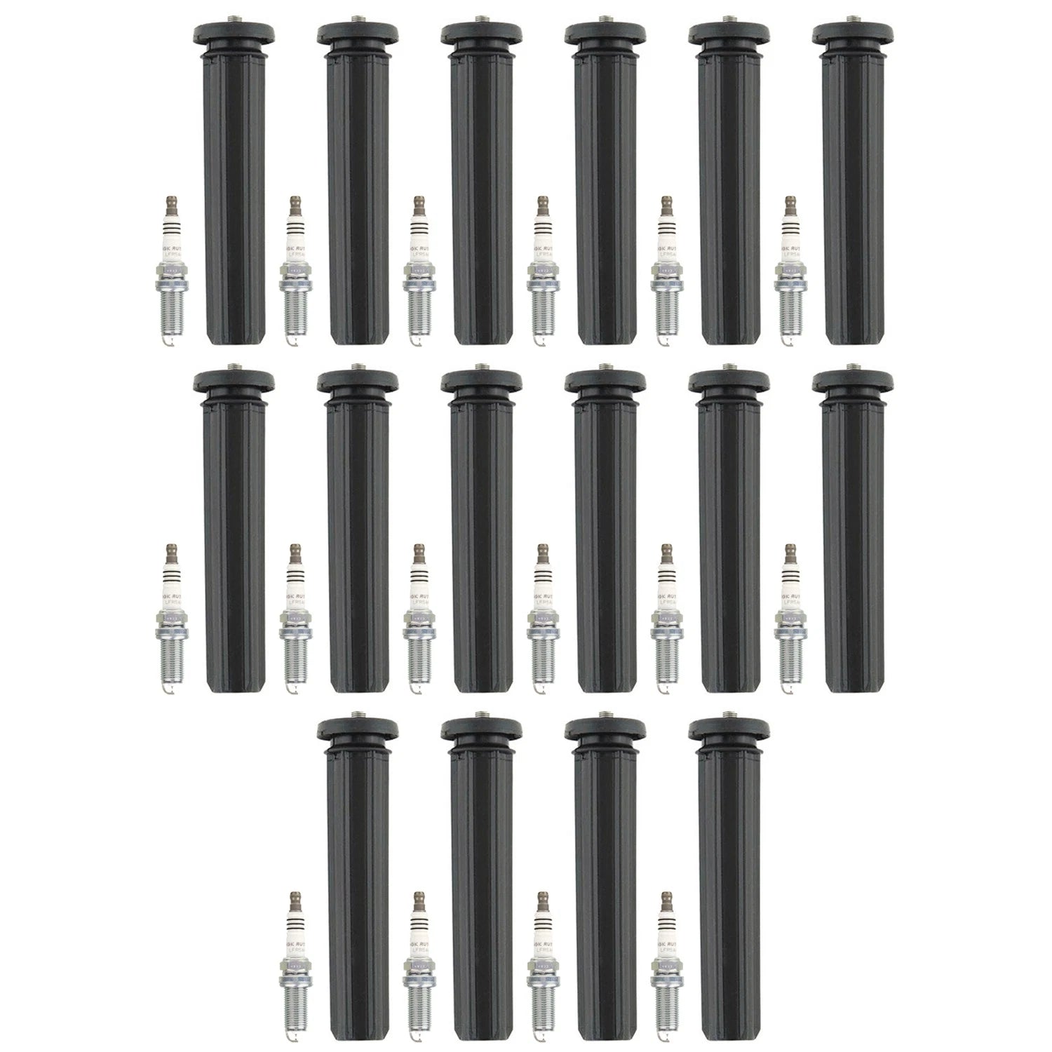 NGK 16 Ruthenium HX Spark Plugs & Denso Coil Boots Kit for Ram 1500 2500 (2010–2023)