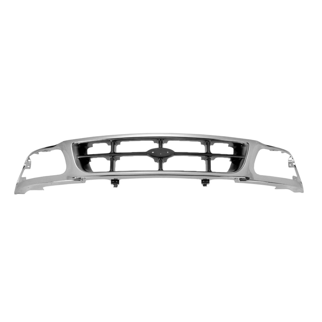 Replacement Black Chrome/Ready to Paint Plastic Front Grille for 1997-1998 Ford