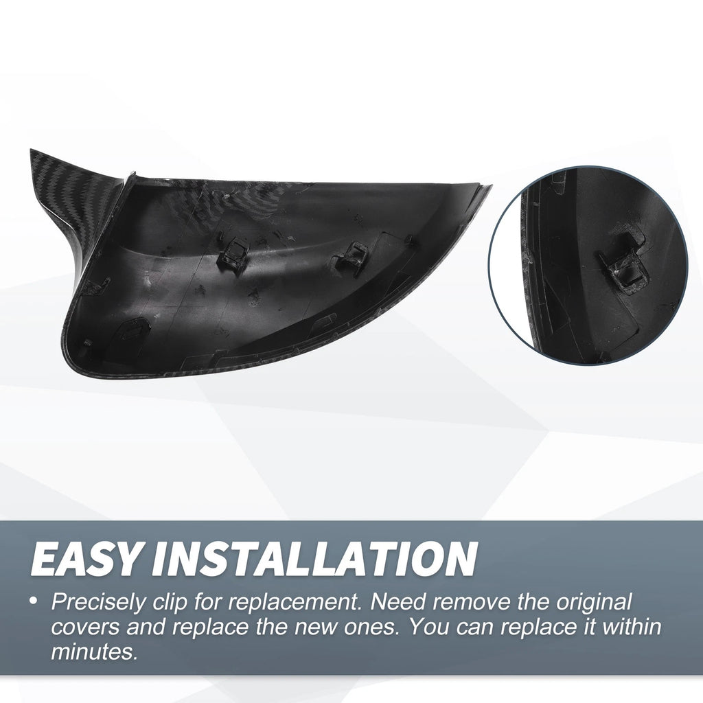 Pair Rearview Mirror Cover Cap Black Carbon Fiber for Audi RS3 A3 S3 (2015–2018)