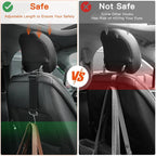 Heavy-Duty Universal Car Seat Headrest Hook Strap - Quick Release - Black