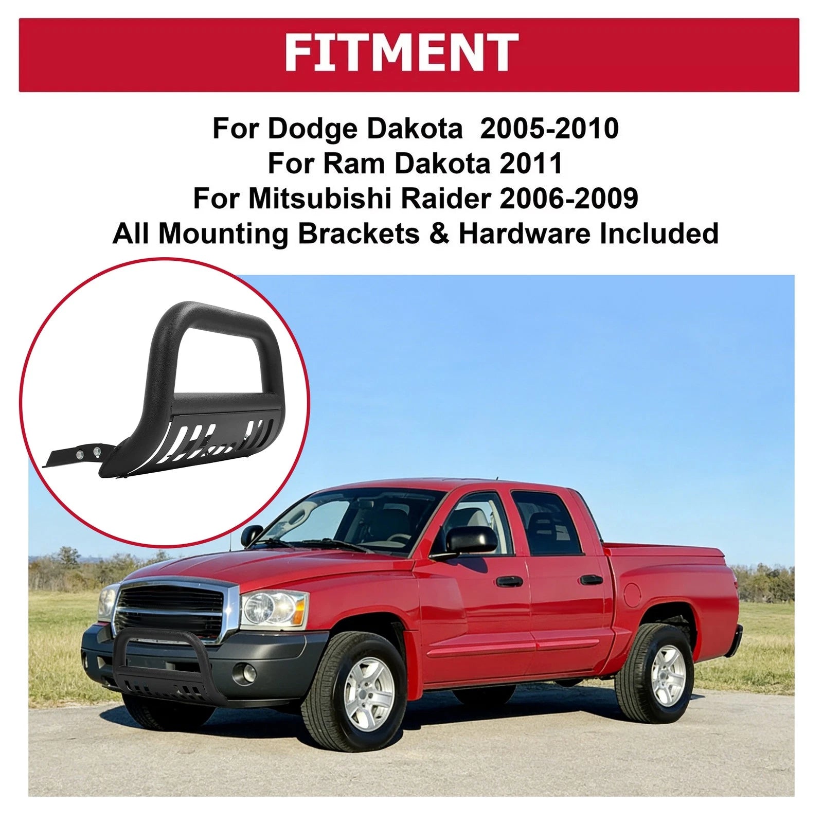 Brush Bull Bar Grill Guard for Dodge Dakota (2005–2011) & Mitsubishi Raider (2006–2009)