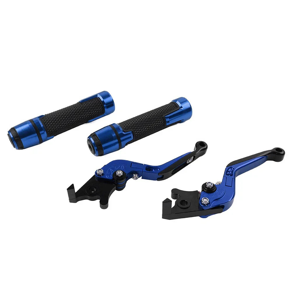 Blue Extendable Brake Clutch Levers & Handlebar Grips for Honda CBR1000RR (2004-2023)