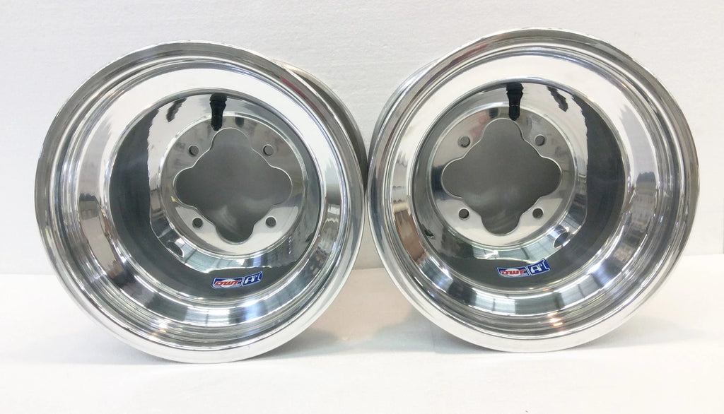 2X DWT Polished A5 Rolled Lip ATV Rear Wheels for Honda TRX 250R 450R (10")