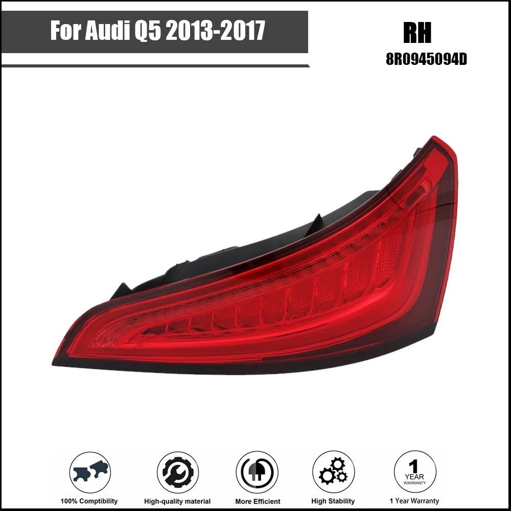 LED Tail Light Assembly for Audi Q5 (2013â2017) Right Side Chrome Red Lens