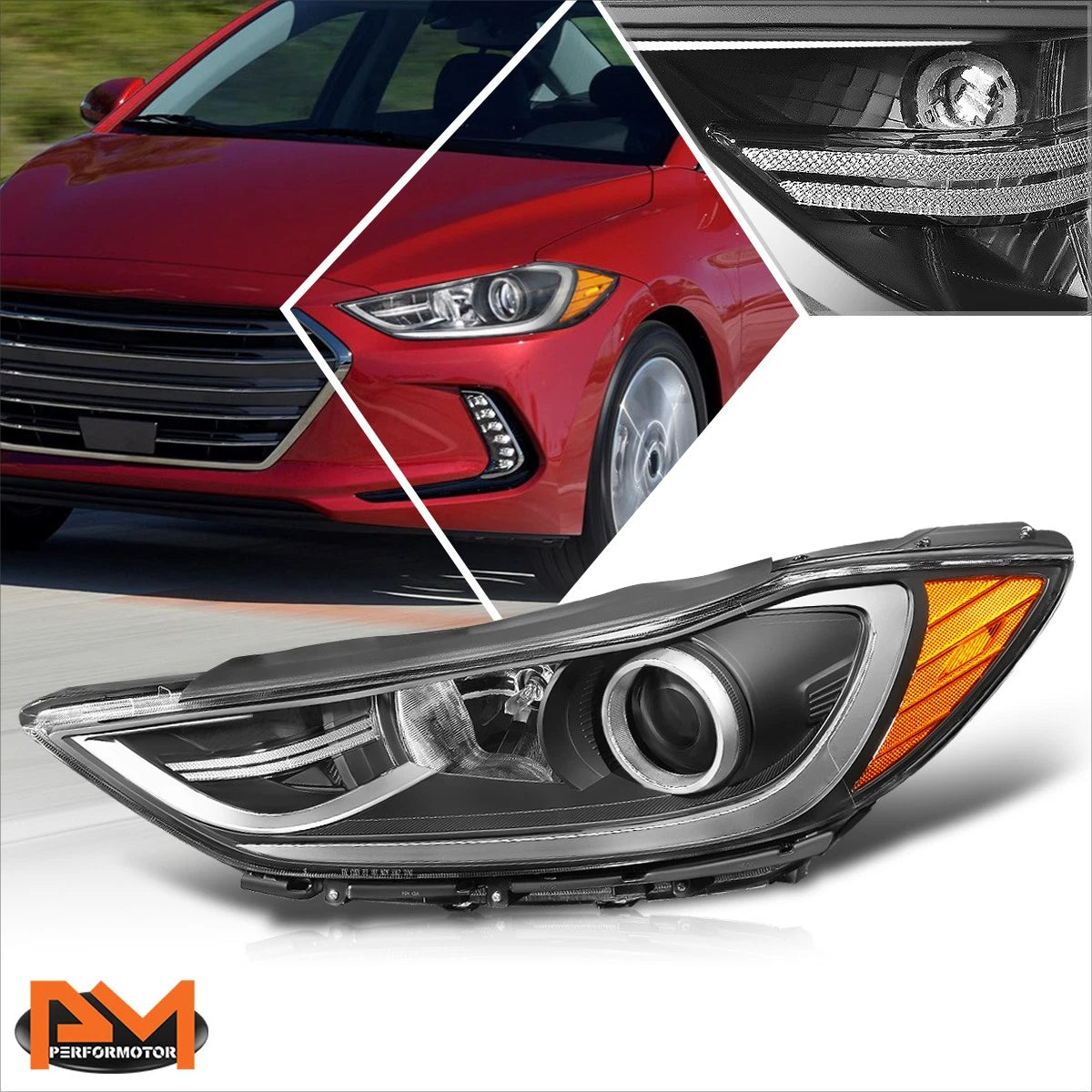 Left Driver Side Projector Headlight Lamp for Elantra Sedan (2017–2018)