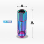 Set of 20 M12X1.5 Neo Chrome Open End Conical Wheel Lug Nuts + Extension 20mm