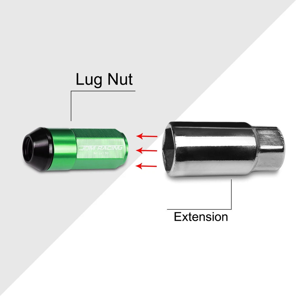Set of 20 Green Aluminum Wheel Lug Nuts M12X1.5 23mm OD 53mm Tall
