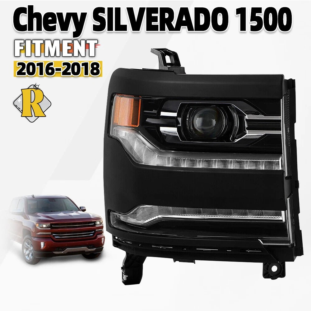 LED Projector Headlight w/Module for Chevy Silverado 1500 (2016–2018)