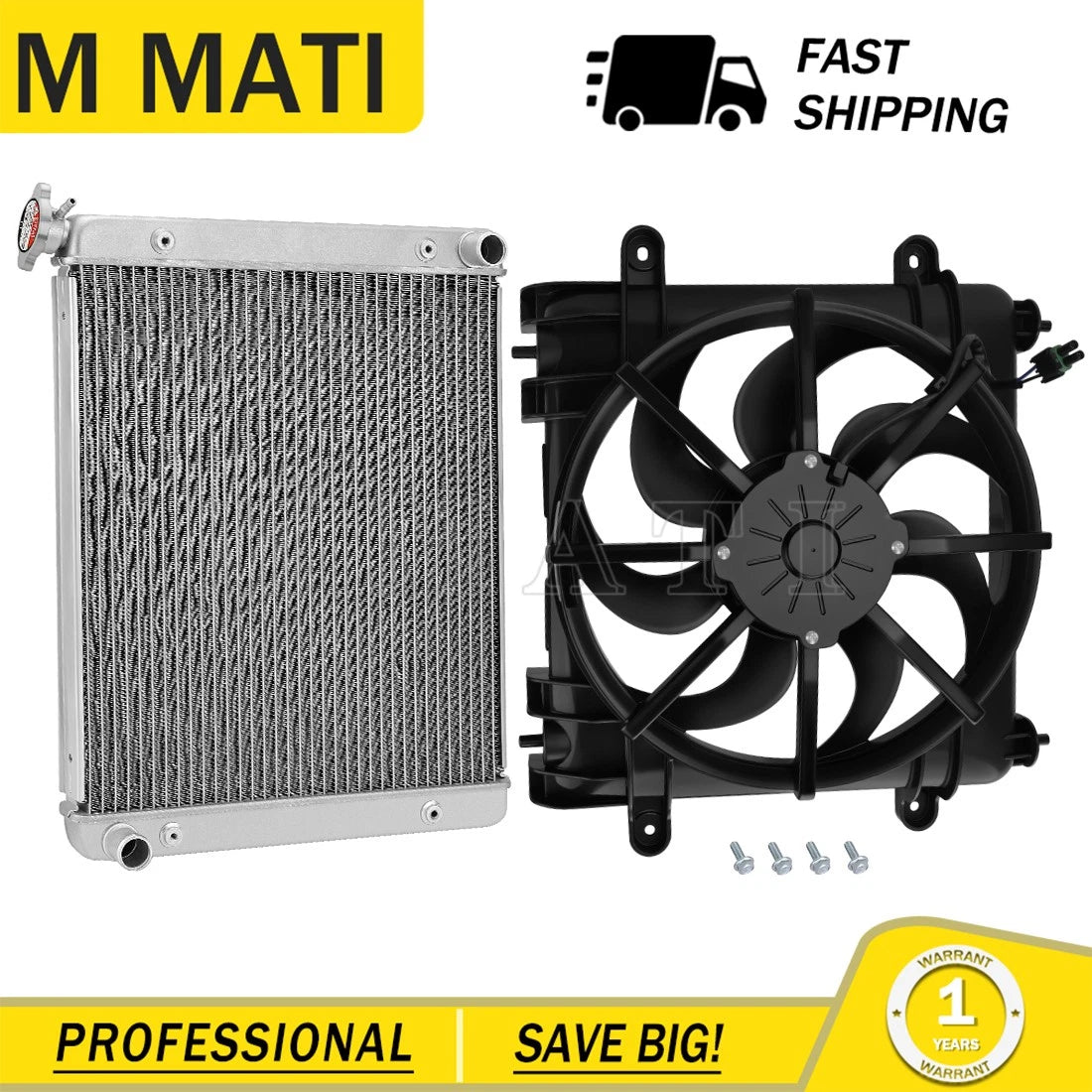 Fan Assembly & Aluminum Radiator for Polaris Ranger Crew 570 900 1000 (2015–2023)